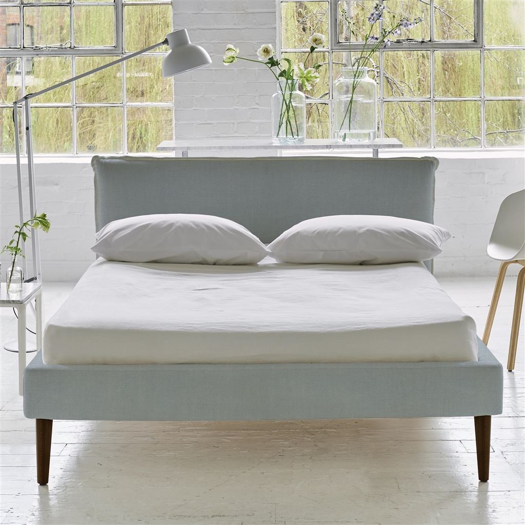 Pillow Low Bed - Double - Brera Lino Lapis - Walnut Leg