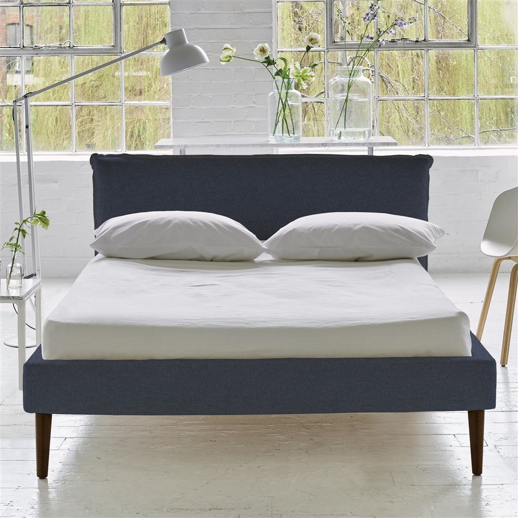 Pillow Low Bed - Double - Rothesay Denim - Walnut Leg