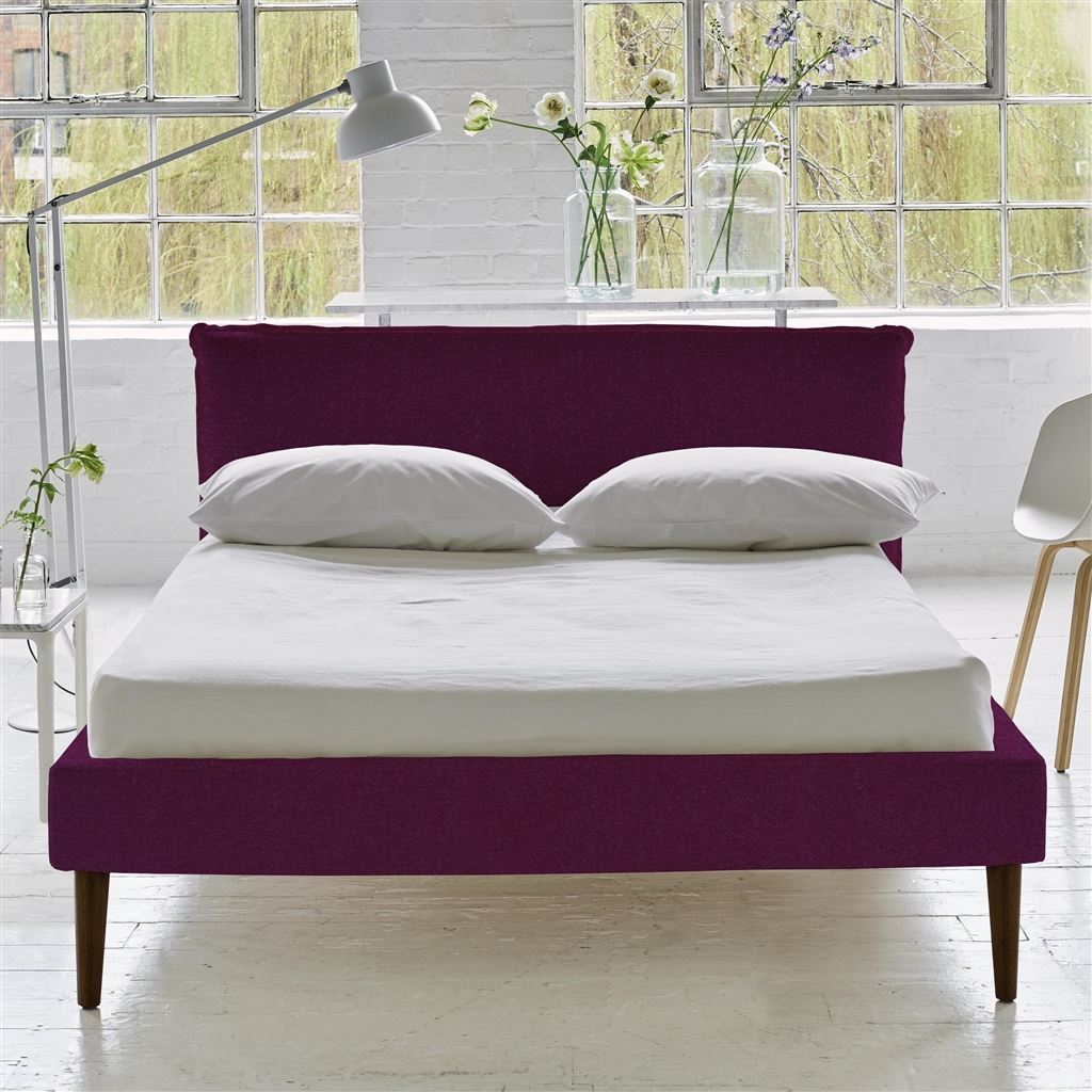 Pillow Low Bed - Double - Cassia Fuchsia - Walnut Leg