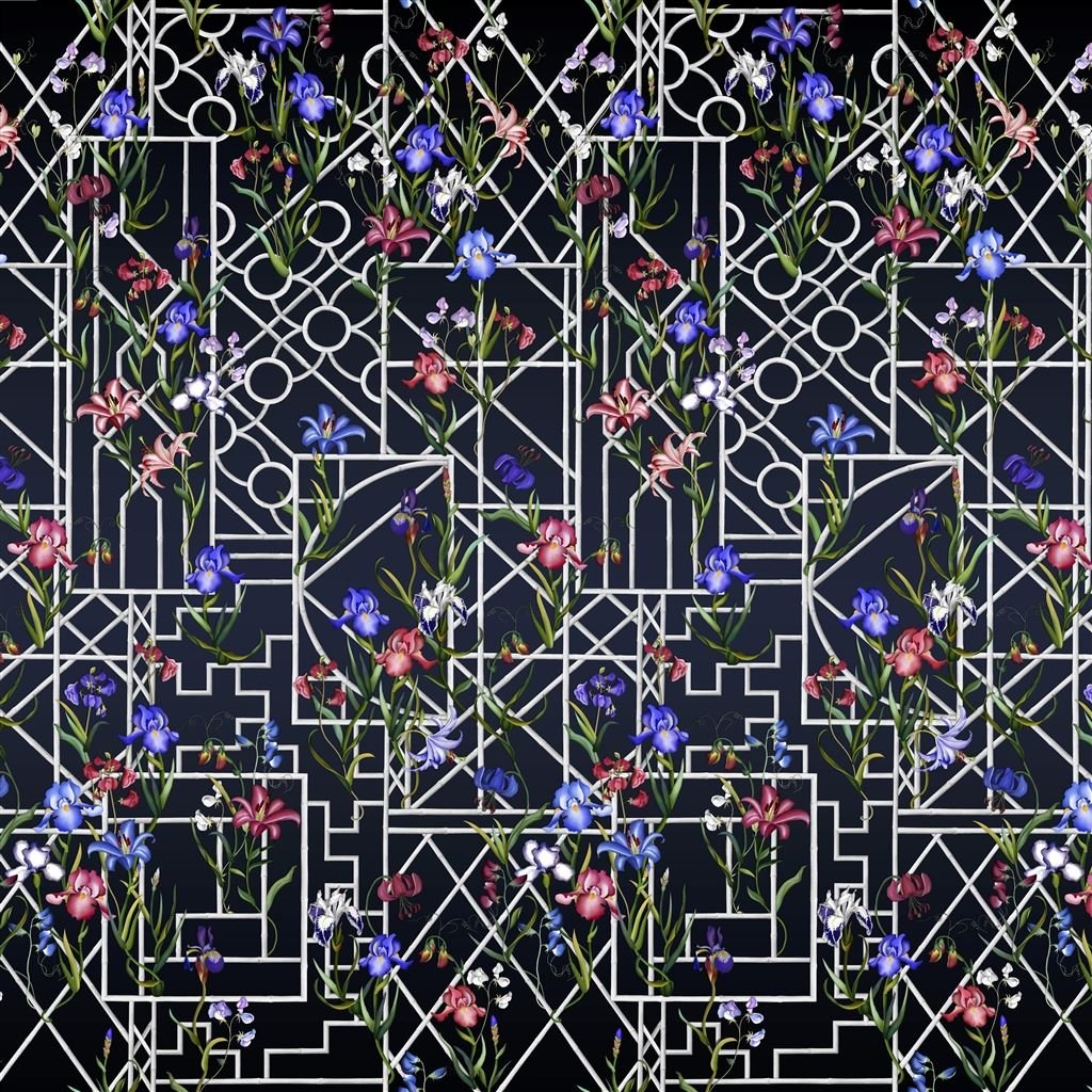 fretwork garden panoramic indigo