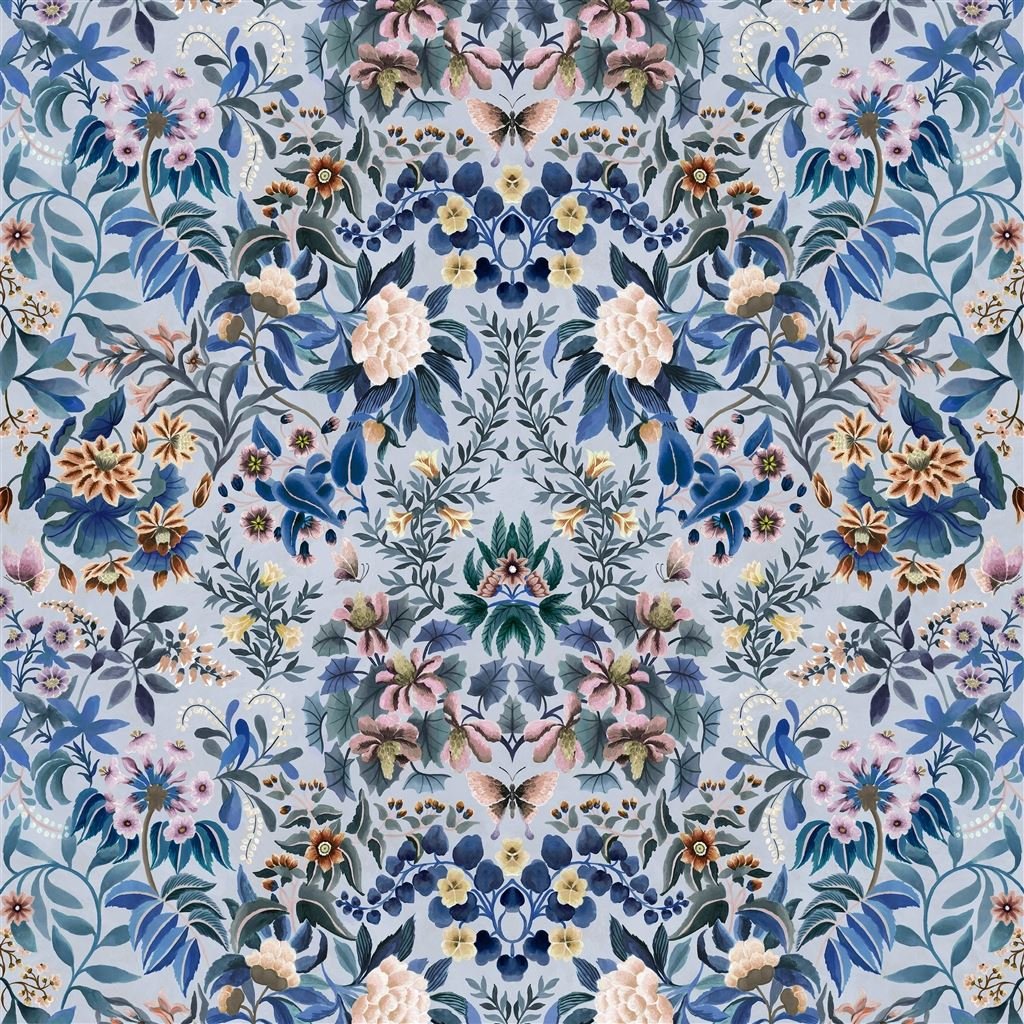 ikebana damask - slate blue