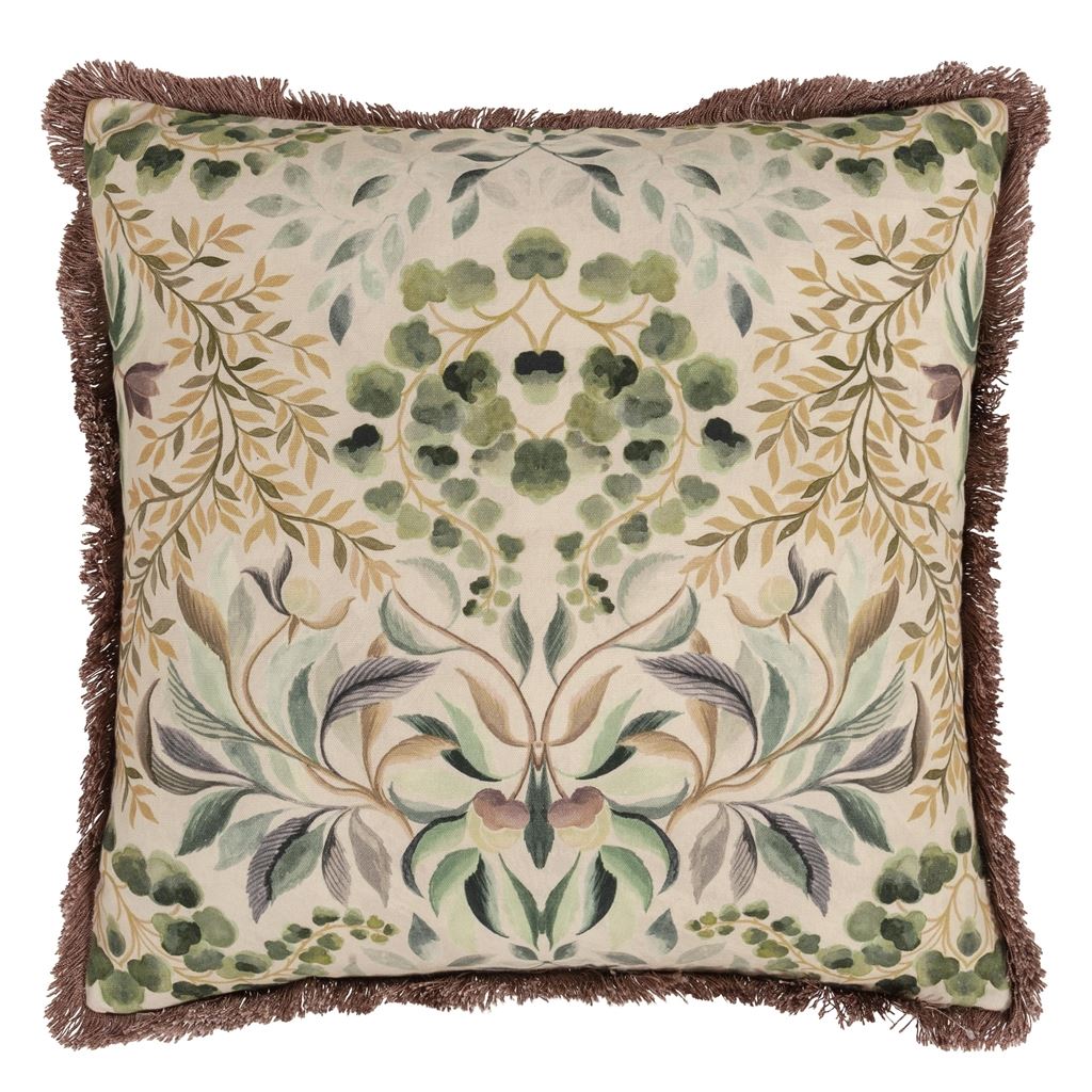 Ikebana Damask Cameo Cushion - Reverse