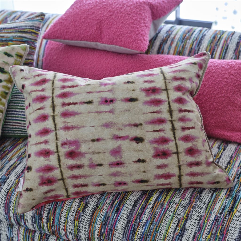 Shibori Fuchsia Cotton Cushion