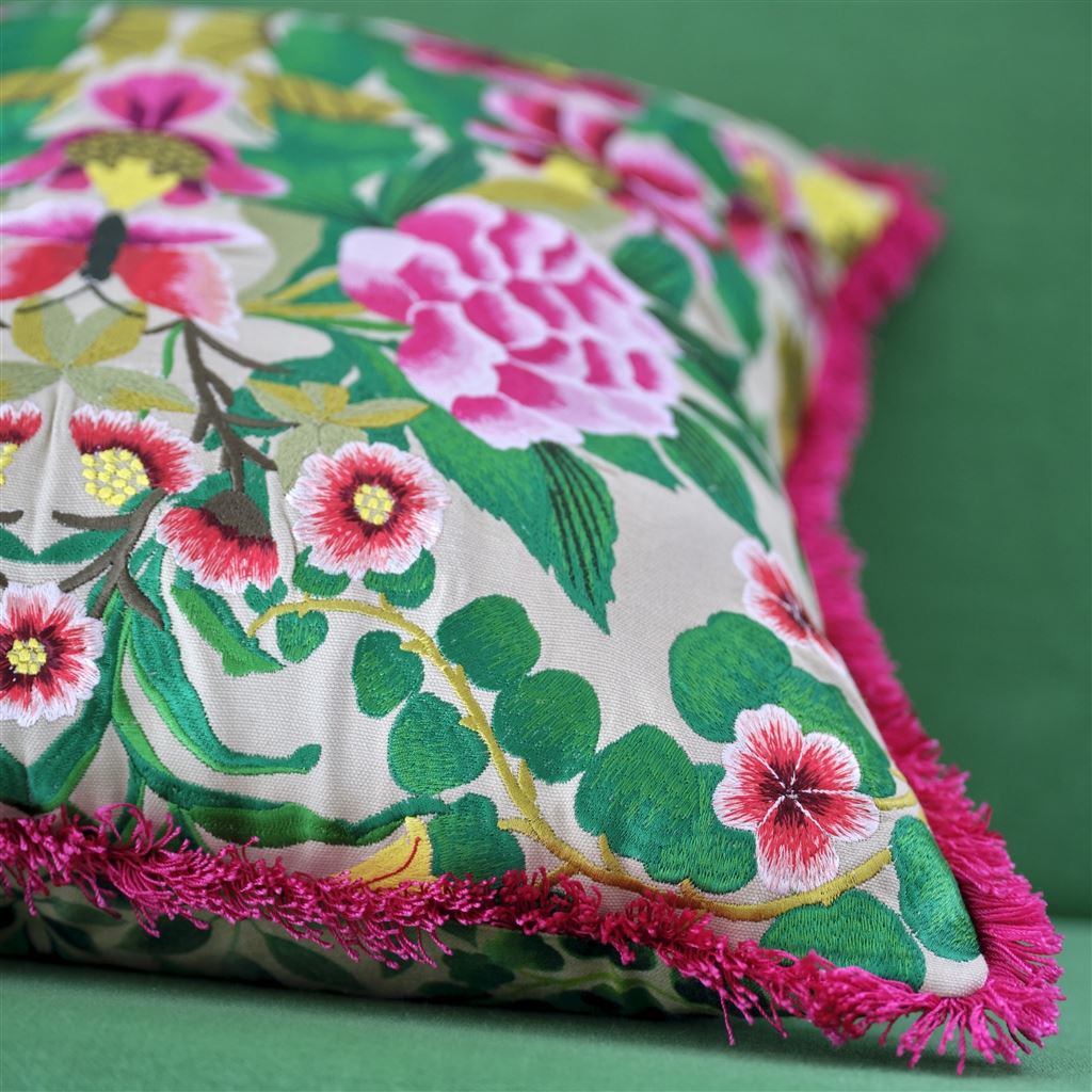 Coussin Ikebana Damask Fuchsia 