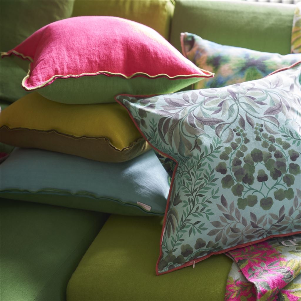 Brera Lino Cerise & Grass Linen Cushion