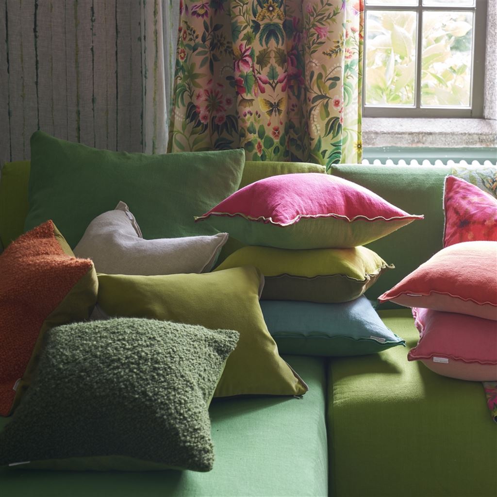 Brera Lino Cerise & Grass Linen Cushion