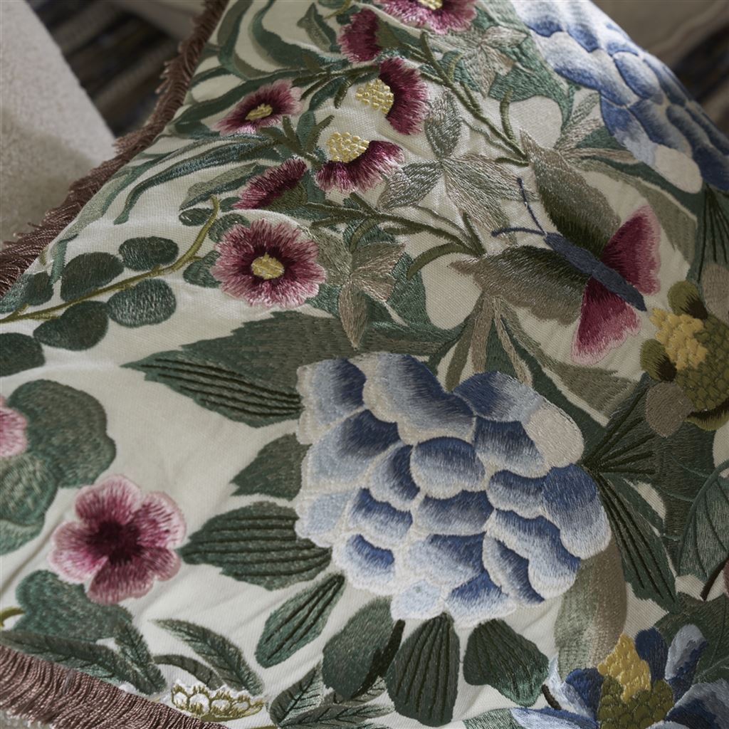 Ikebana Damask Cameo Decorative Pillow