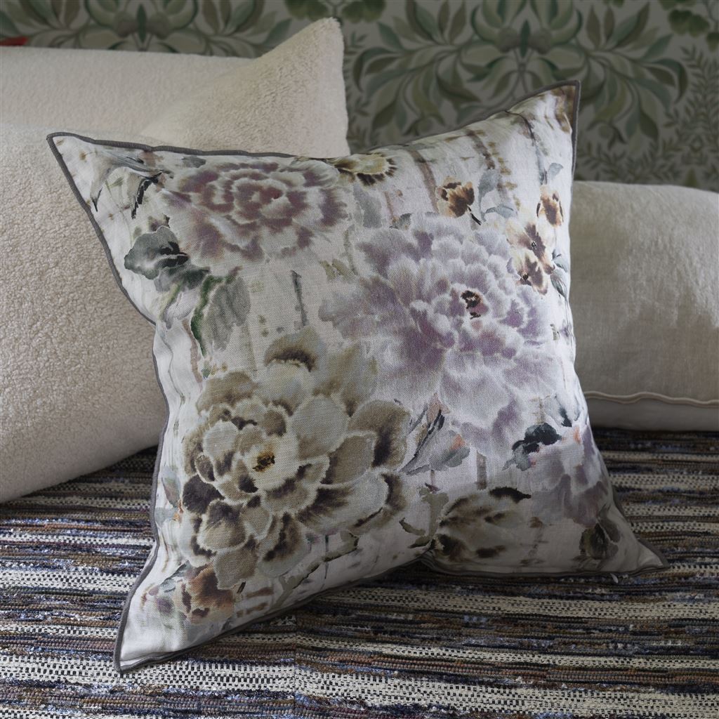 Kyoto Flower Slate Decorative Pillow