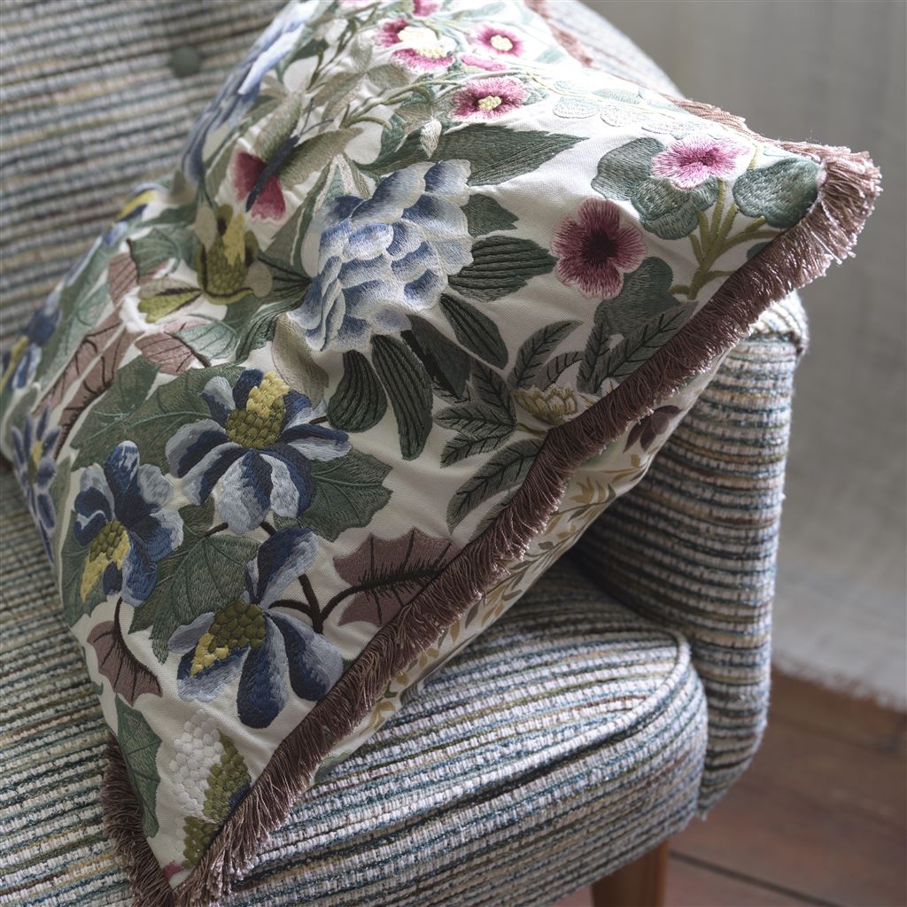 Ikebana Damask Cameo Decorative Pillow