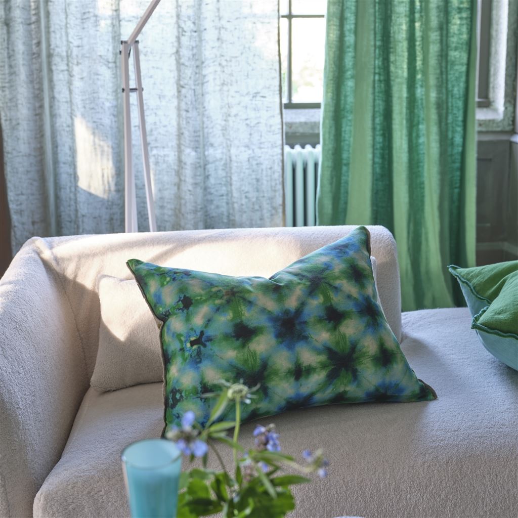 Cuscino Shibori in cotone  smeraldo  