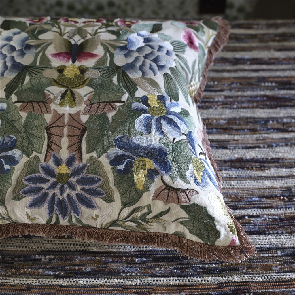 Ikebana Damask Cameo Decorative Pillow