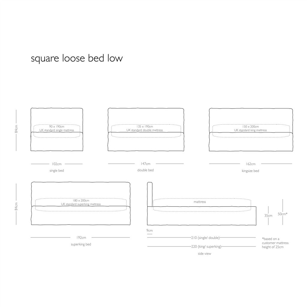 Square Loose Bed - Low