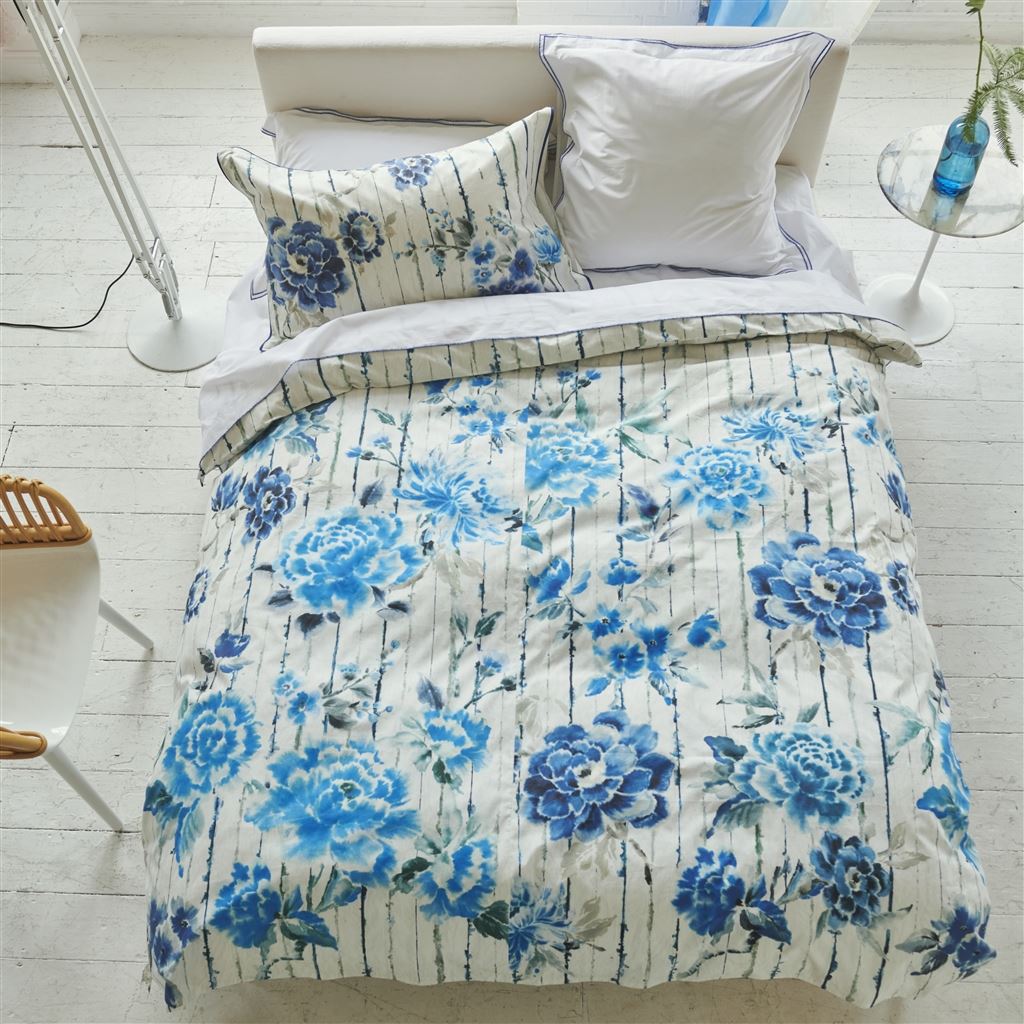 Kyoto Flower Indigo Cotton Bed Linen