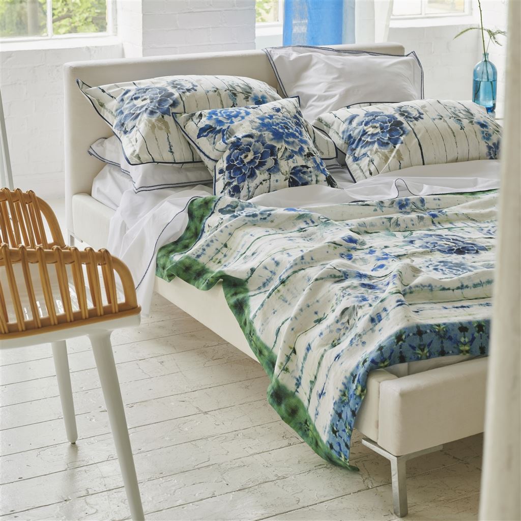 Kyoto Flower Indigo Cotton Pillowcases