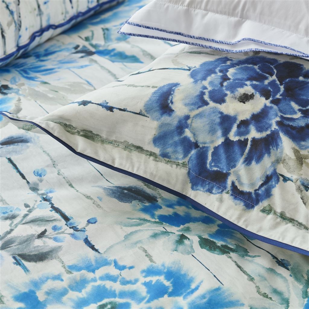 Kyoto Flower Indigo Cotton Pillowcases