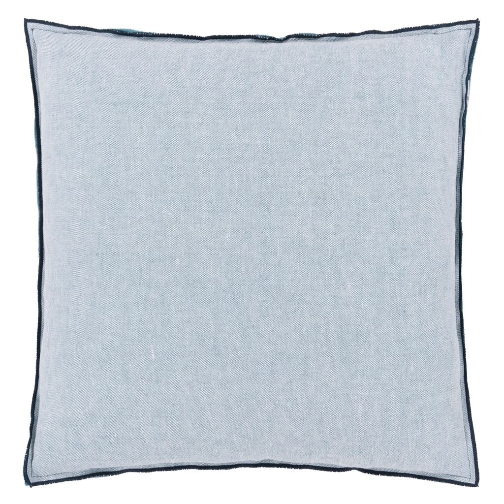 Brera Lino Midnight & Chambray Cushion - Reverse