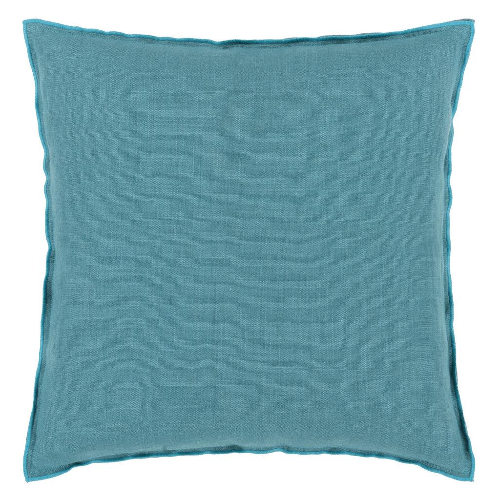 Brera Lino Indian Ocean & Teal Cushion - Reverse