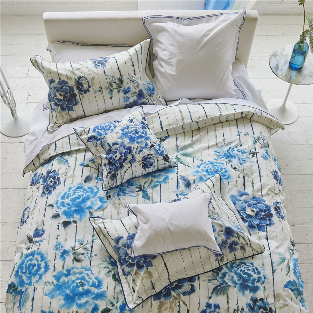 Kyoto Flower Indigo Cotton Bed Linen