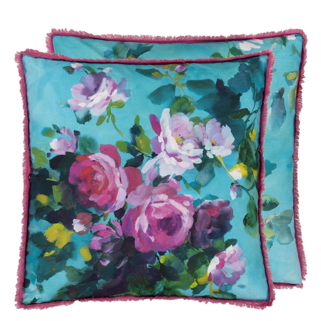 Bouquet de Roses - Turquoise - Cushion - 50x50cm - Without Pad