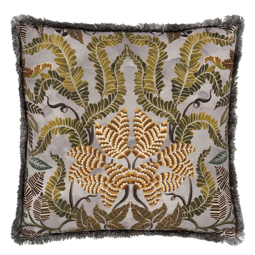 Brocart Decoratif Embroidered Sepia Cushion - Reverse