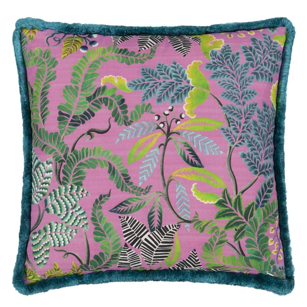 Brocart Decoratif Embroidered Cerise Cushion - Reverse