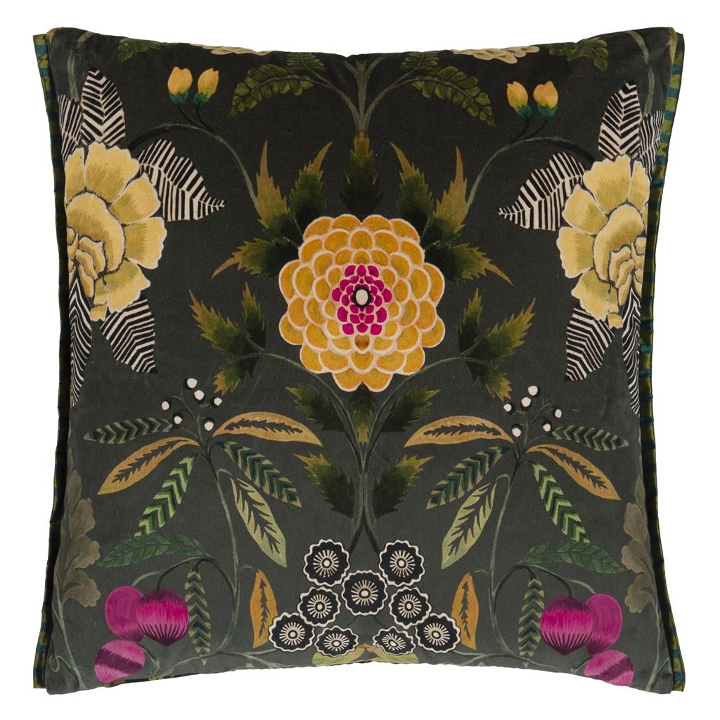 Brocart Decoratif Velours Olive Cushion