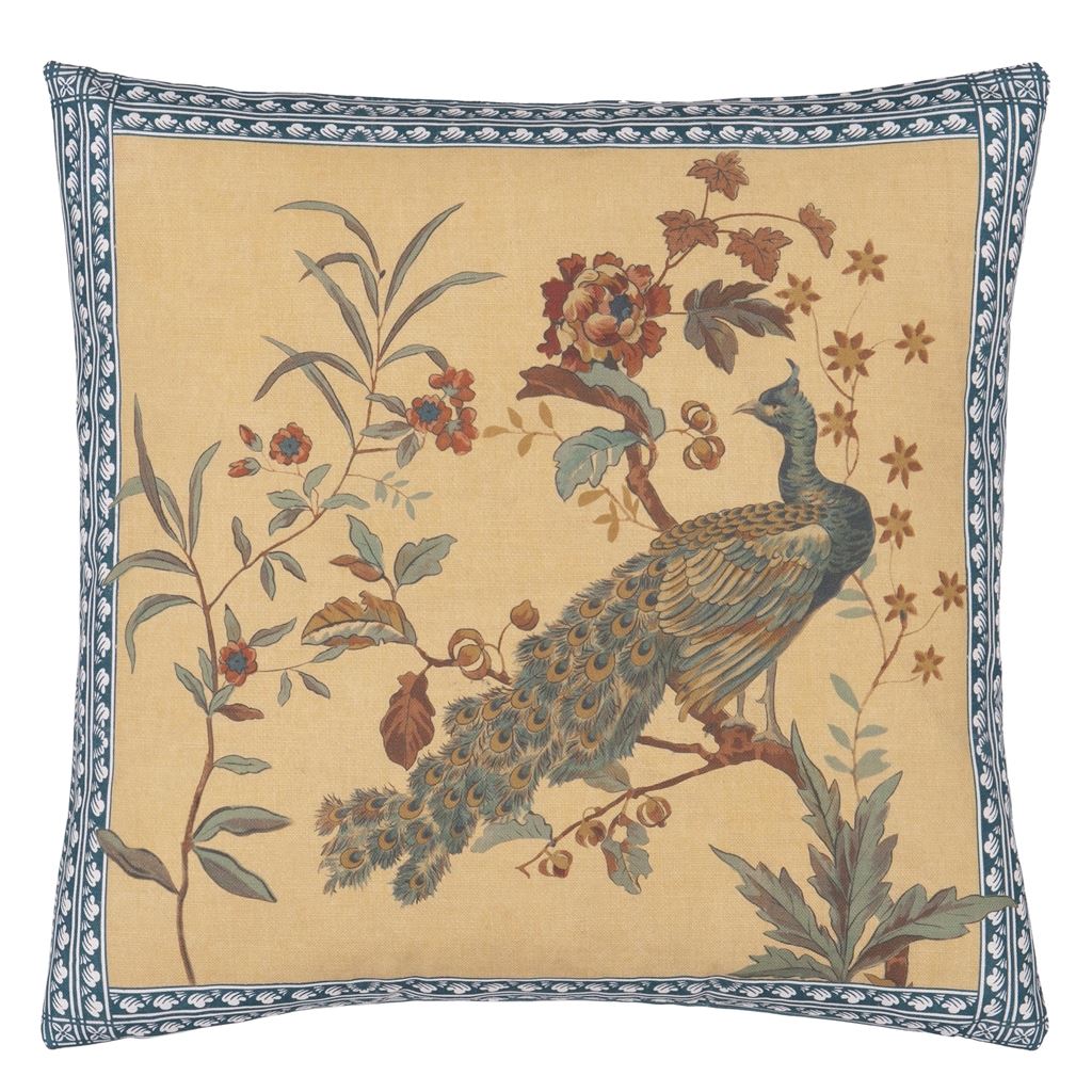 Peacock Toile Sepia Cushion