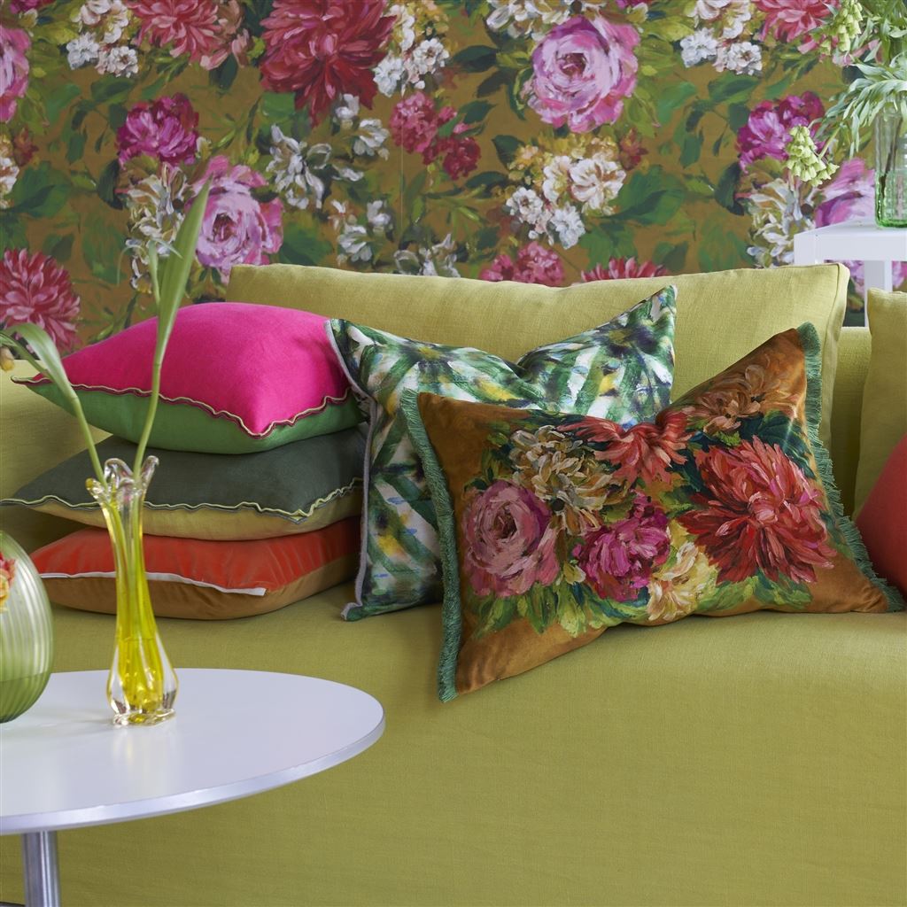 Varese Zinnia & Ochre Velvet Cushion