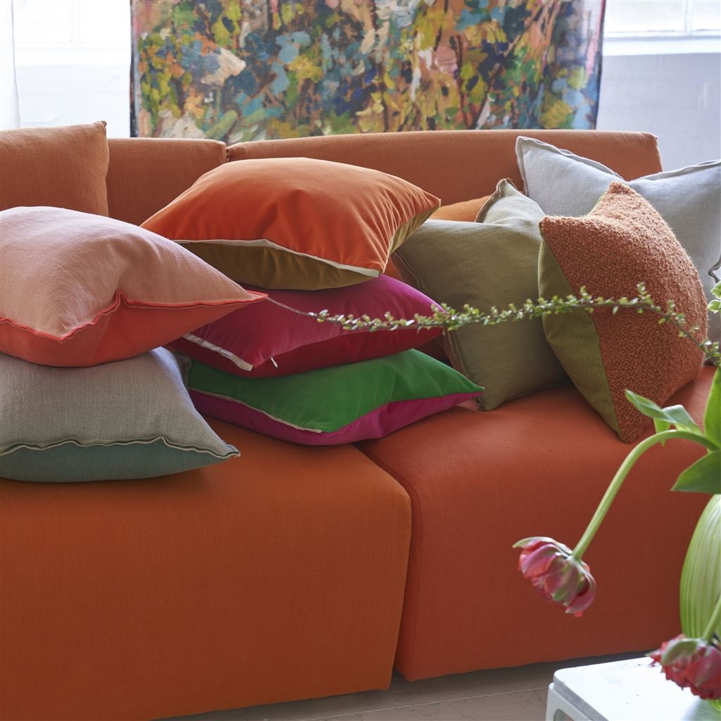 Varese Zinnia & Ochre Velvet Cushion