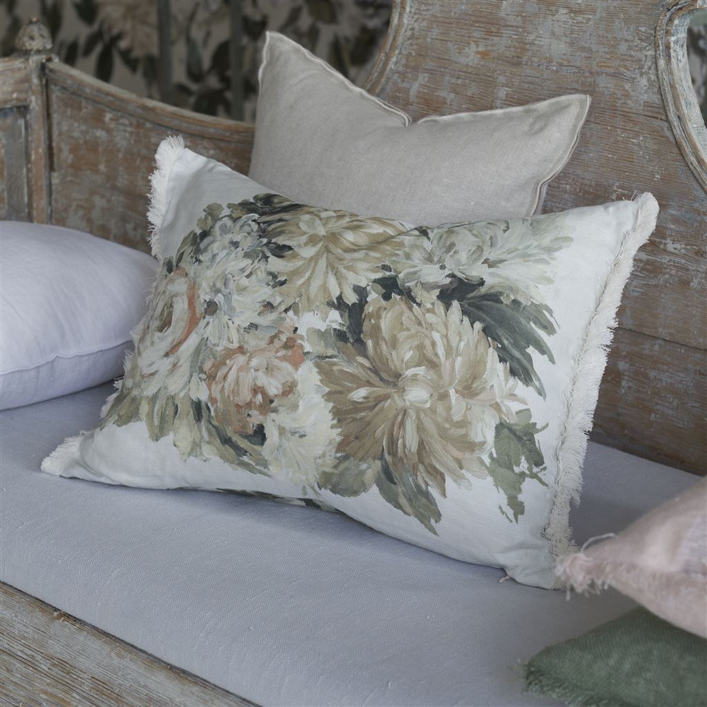 Fleurs D Artistes Sepia Cotton Cushion