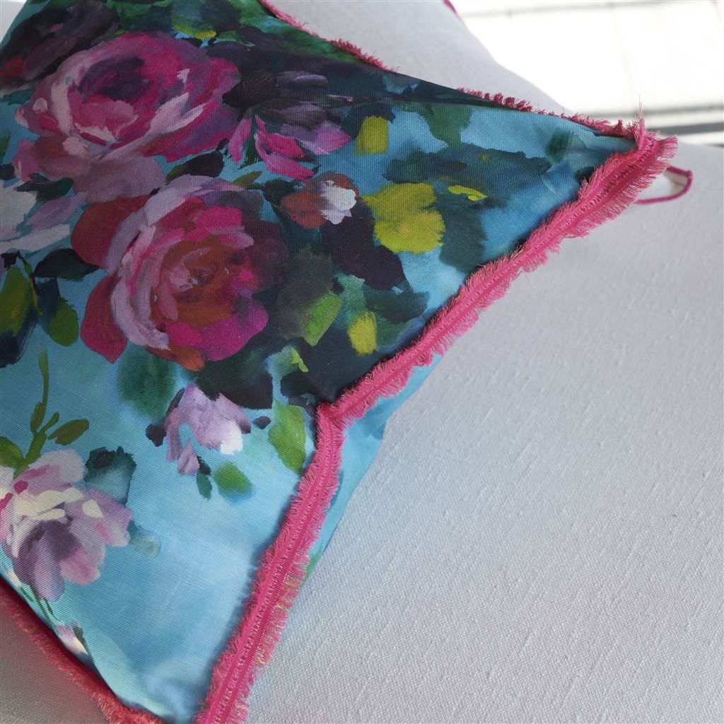 Coussin Bouquet De Roses Turquoise