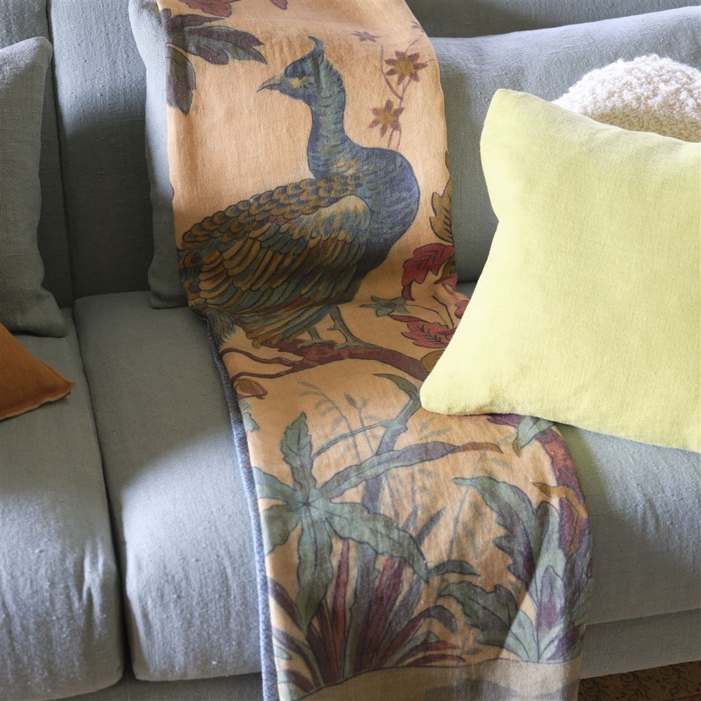 Peacock Toile Sepia Throw