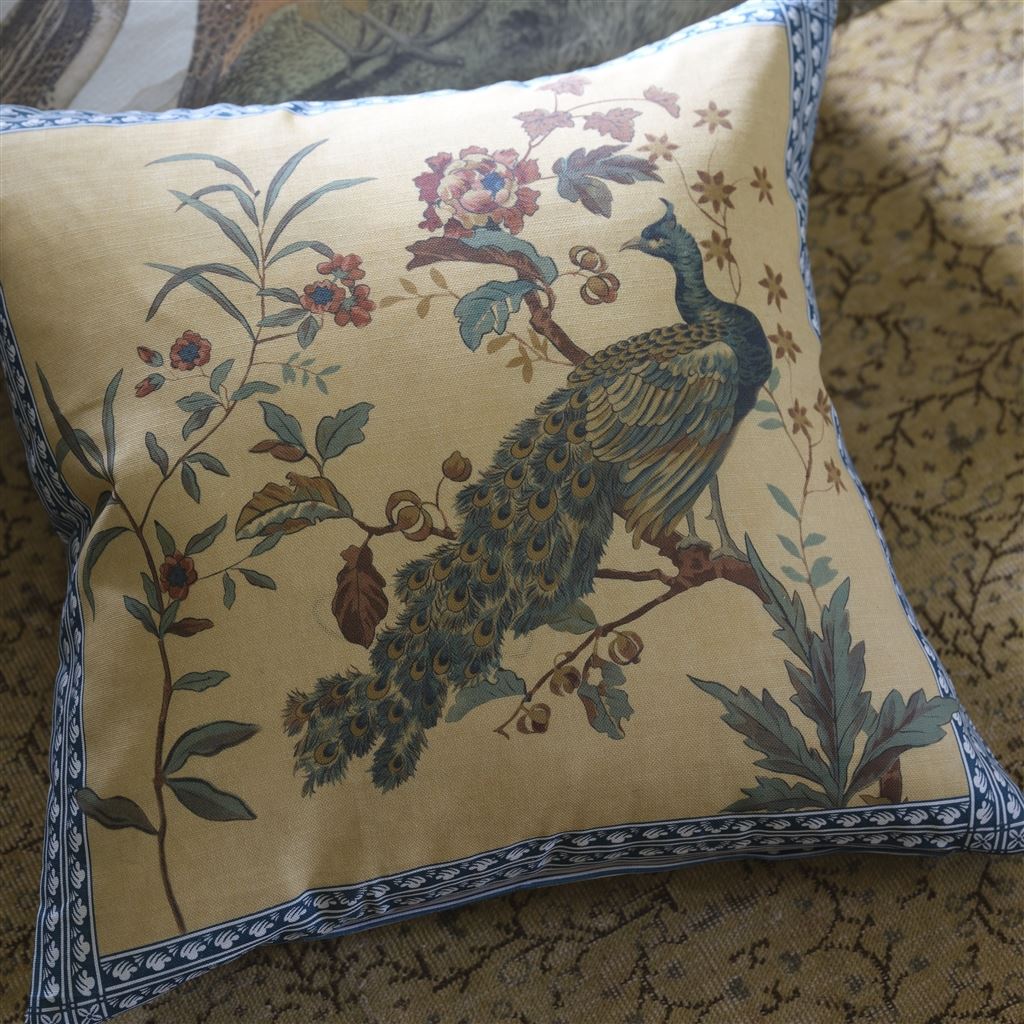 Peacock Toile Sepia Decorative Pillow 