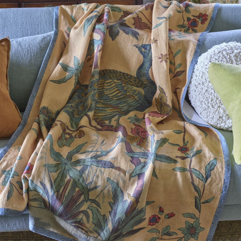 Peacock Toile Sepia Throw