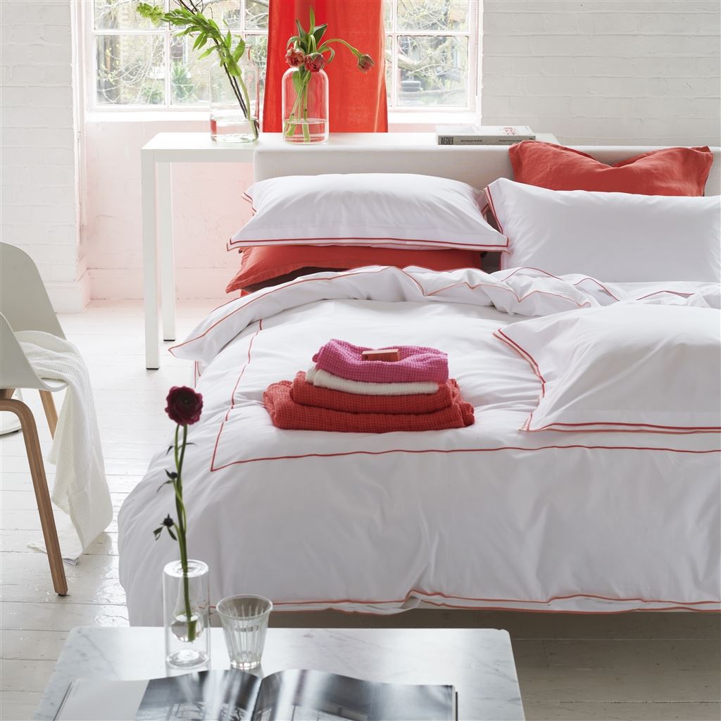 Astor Coral & Rosewood Cotton Bed Linen