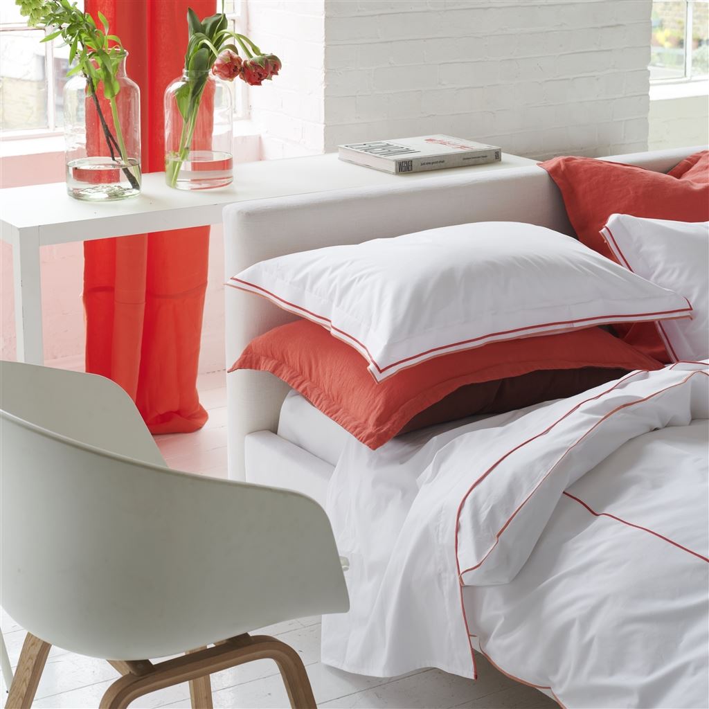 Astor Coral & Rosewood Cotton Bed Linen