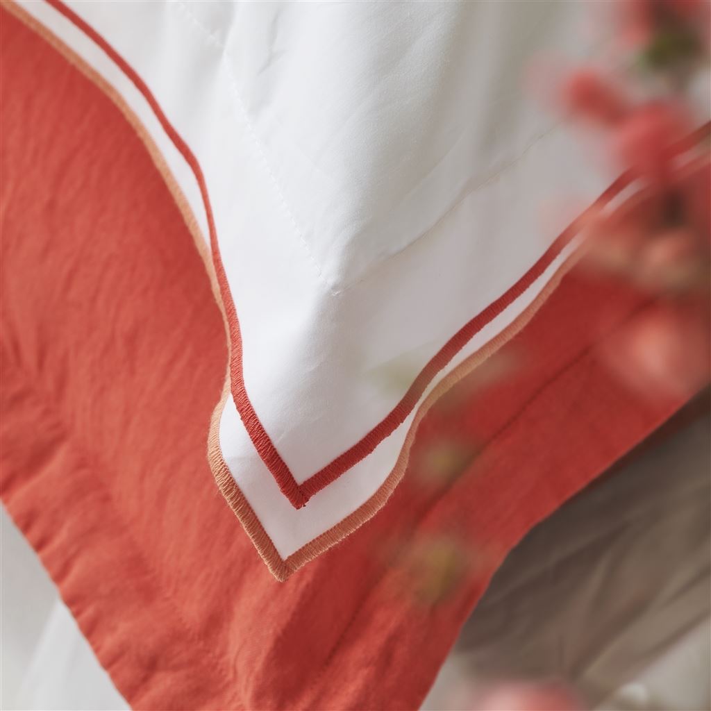 Astor Coral & Rosewood Cotton Bed Linen