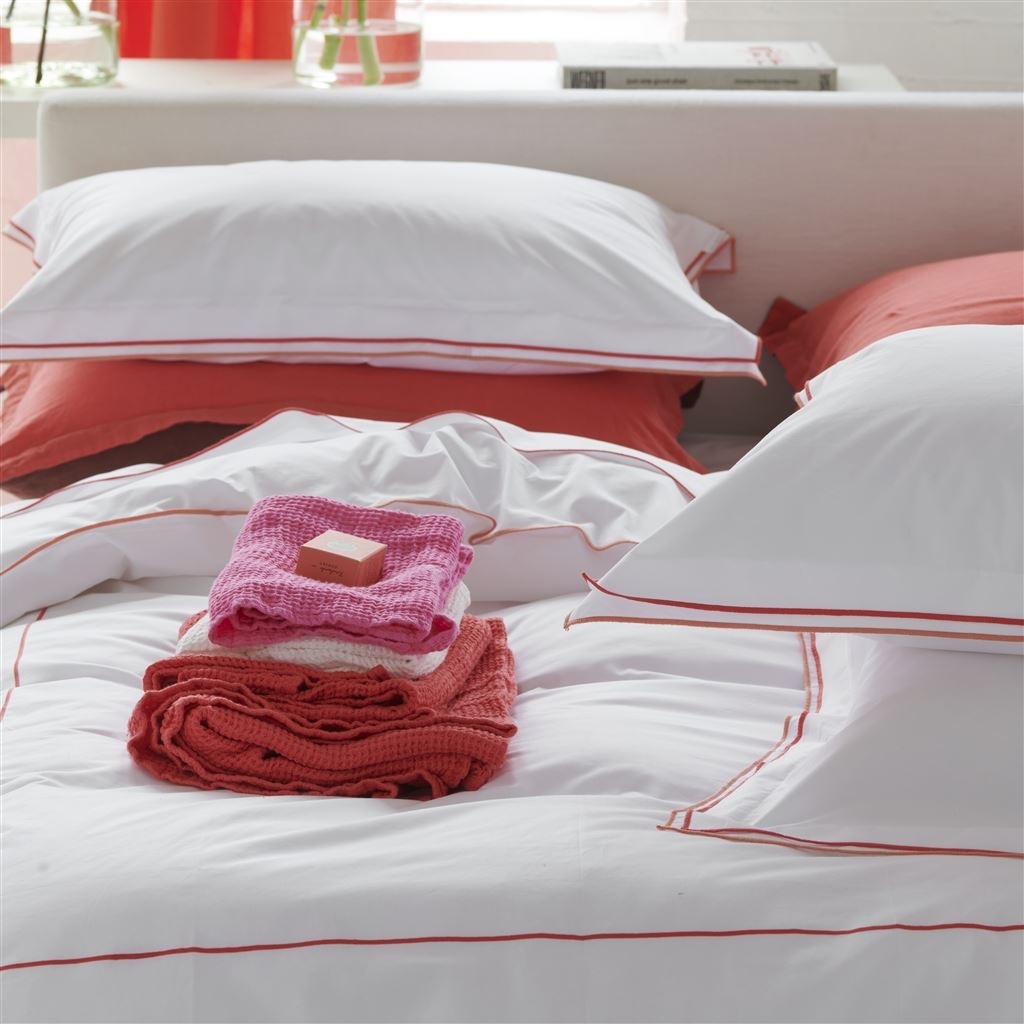 Astor Coral & Rosewood Cotton Bed Linen