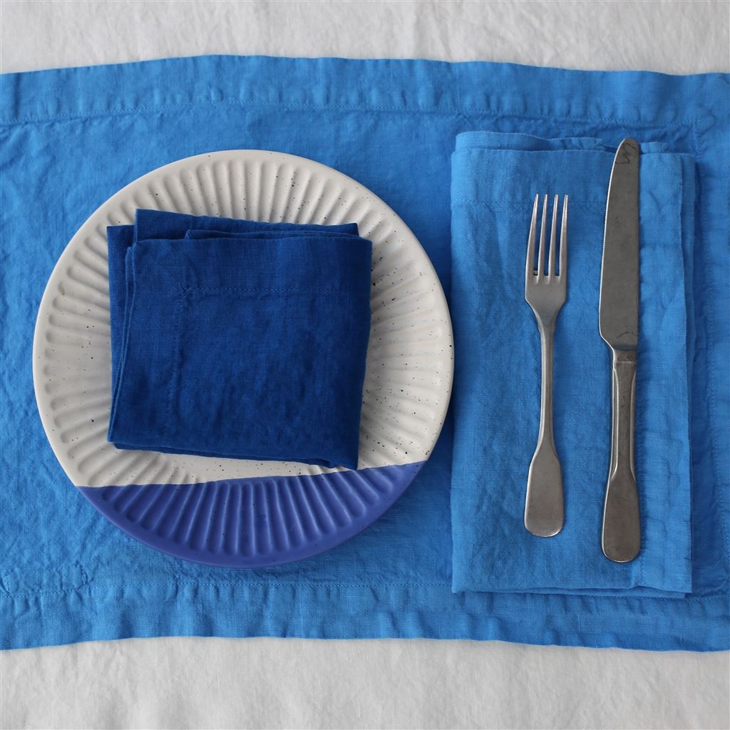 Lario Marine Linen Table Cloth, Runner, Placemats & Napkins 