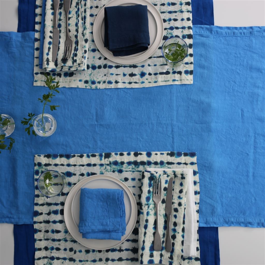 Lario Delft Linen Table Cloth, Runner, Placemats & Napkins 