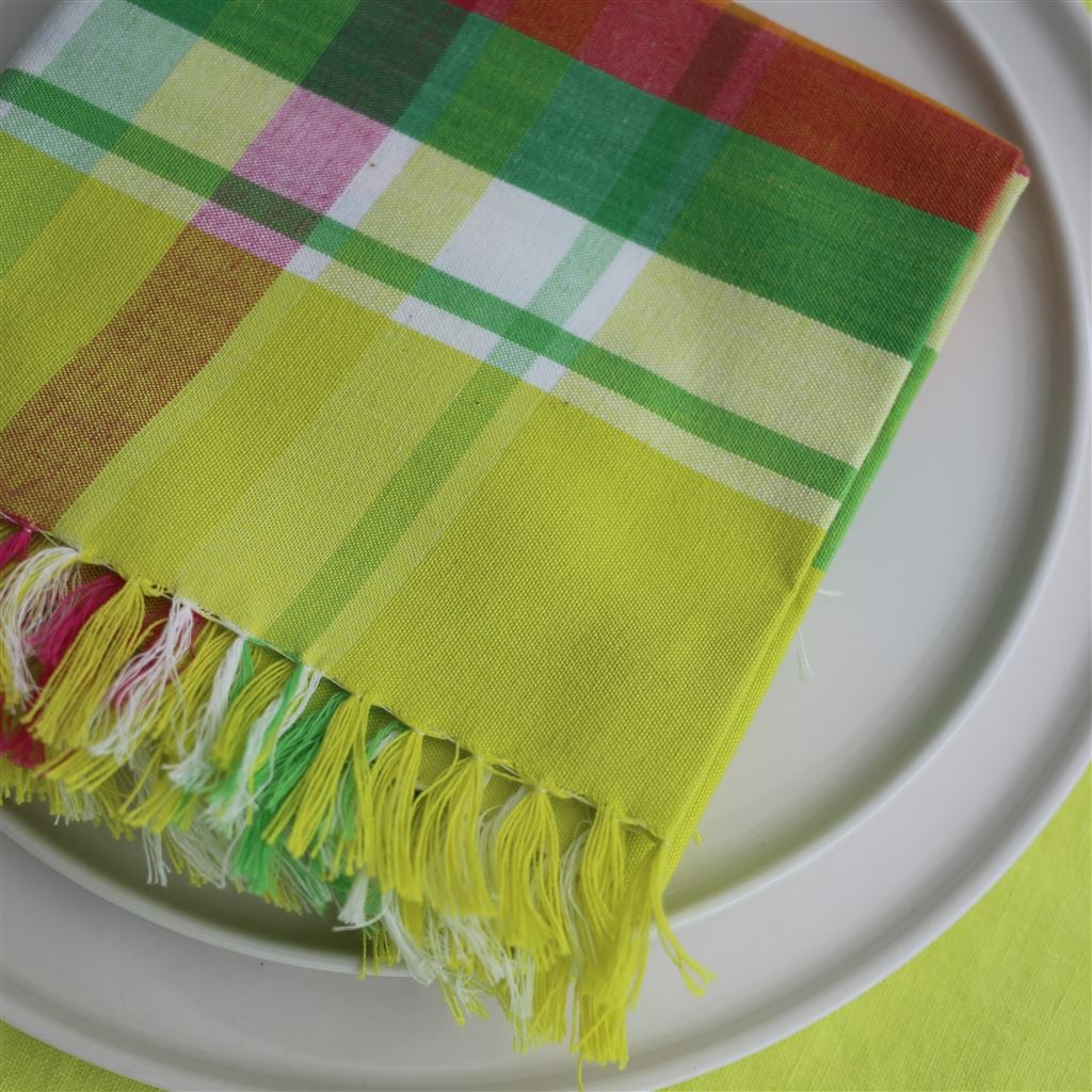 Madrasi Mimosa Cotton Runner, Placemats & Napkins