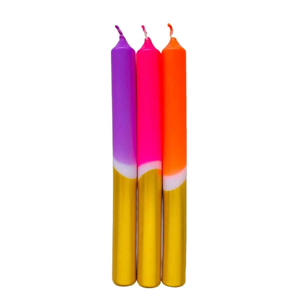 Neon Holiday Dinner Candles Set Of 3