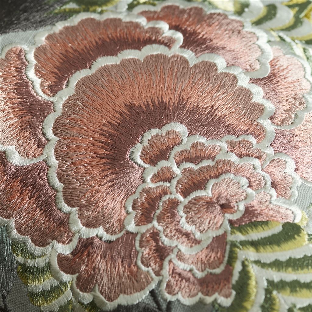 Brocart Decoratif Embroidered Sepia Decorative Pillow