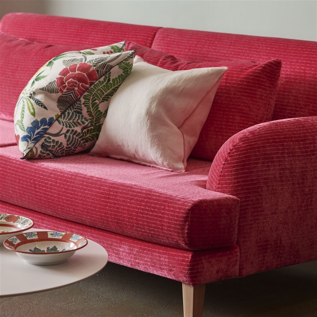 Coussin Brera Lino Alabaster & Fuchsia Linen