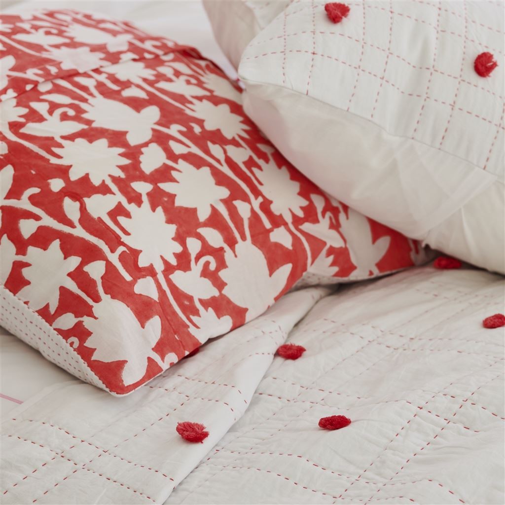 Geranium Tufted Cotton Cushion