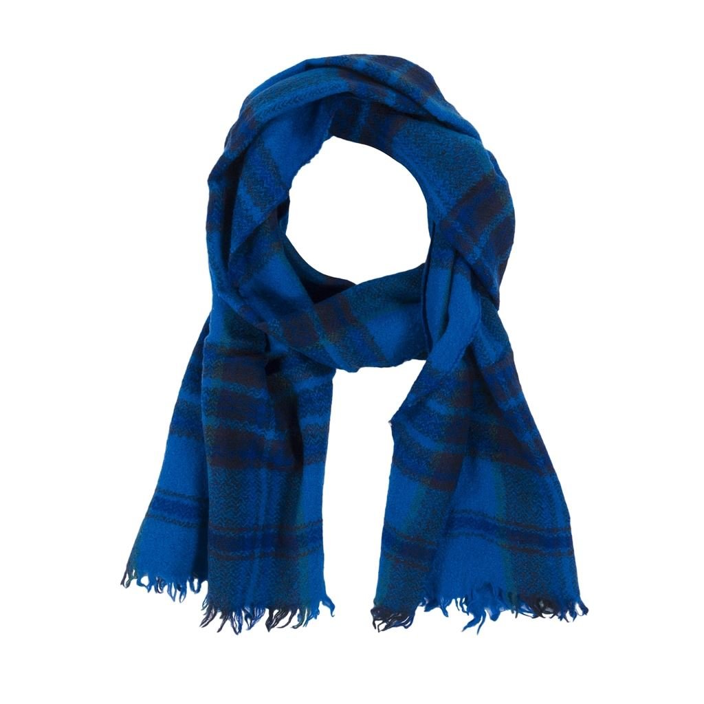 Bright Cobalt Checked Scarf