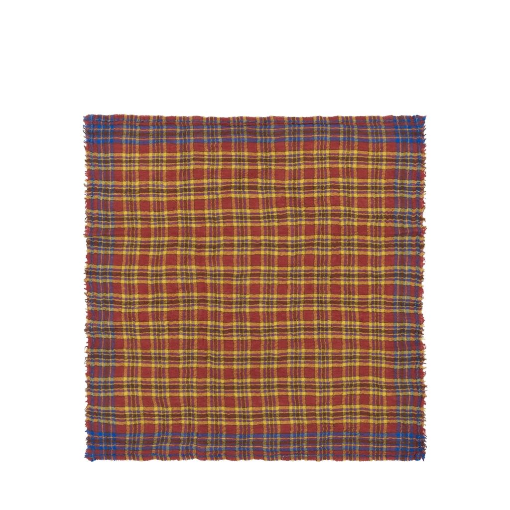 Rust & Cobalt Checked Scarf