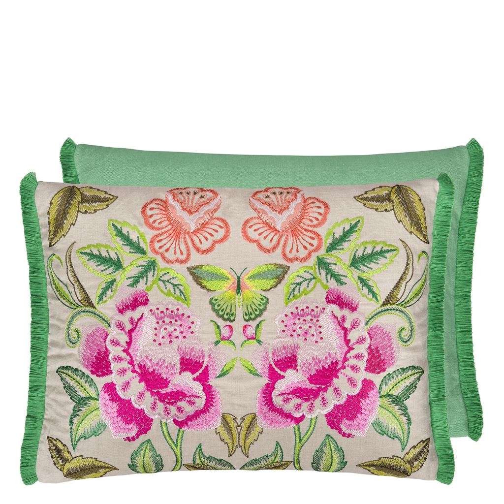 Isabella Embroidered Fuchsia Cushion