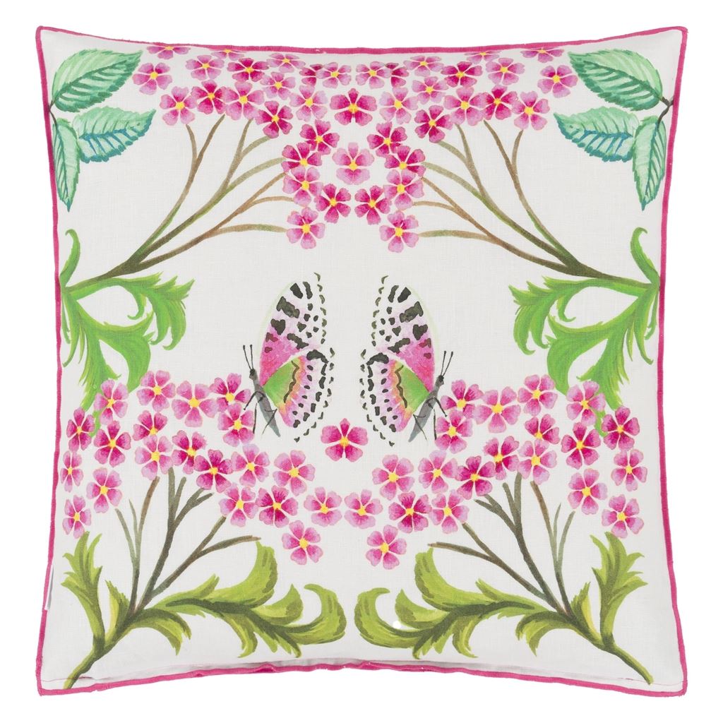 Eleonora Linen Fuchsia Cushion - Reverse