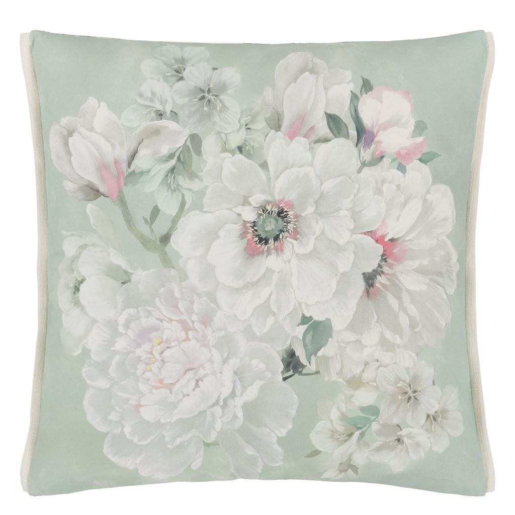 Fleur Blanche Eau de Nil Cushion